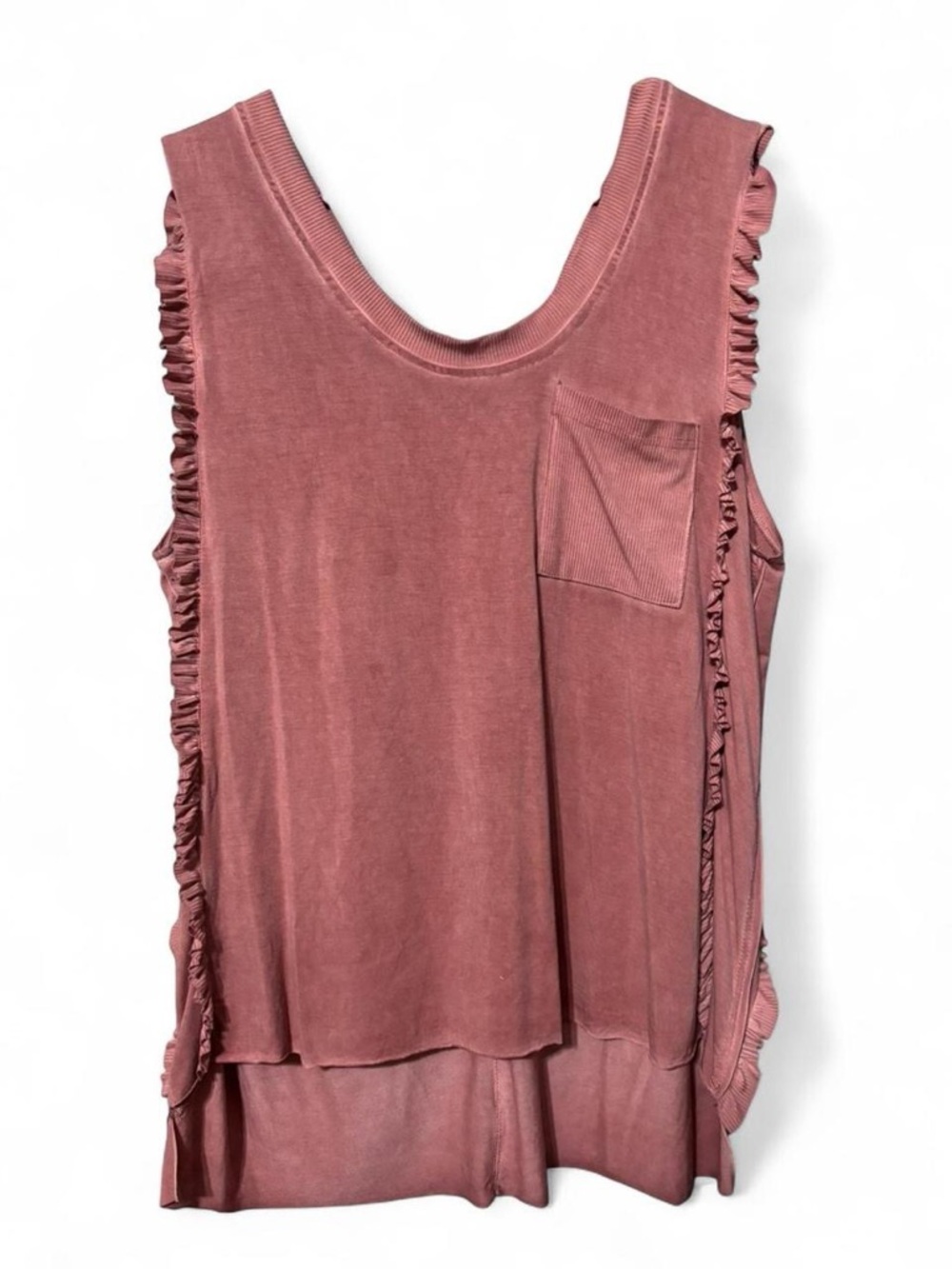 POL Washed Rose Ruffle Sleeve Tank Top - Women
